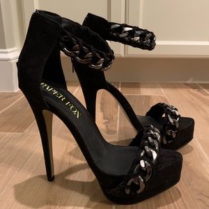 Black chain stilettos